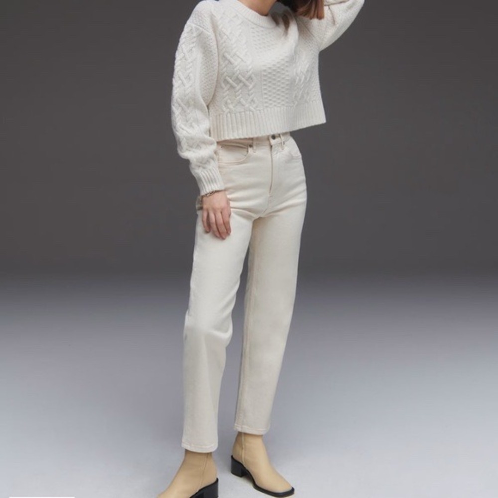 Everlane The Cheeky Jean White‎ High Rise Low Stretch Size 28 Tall